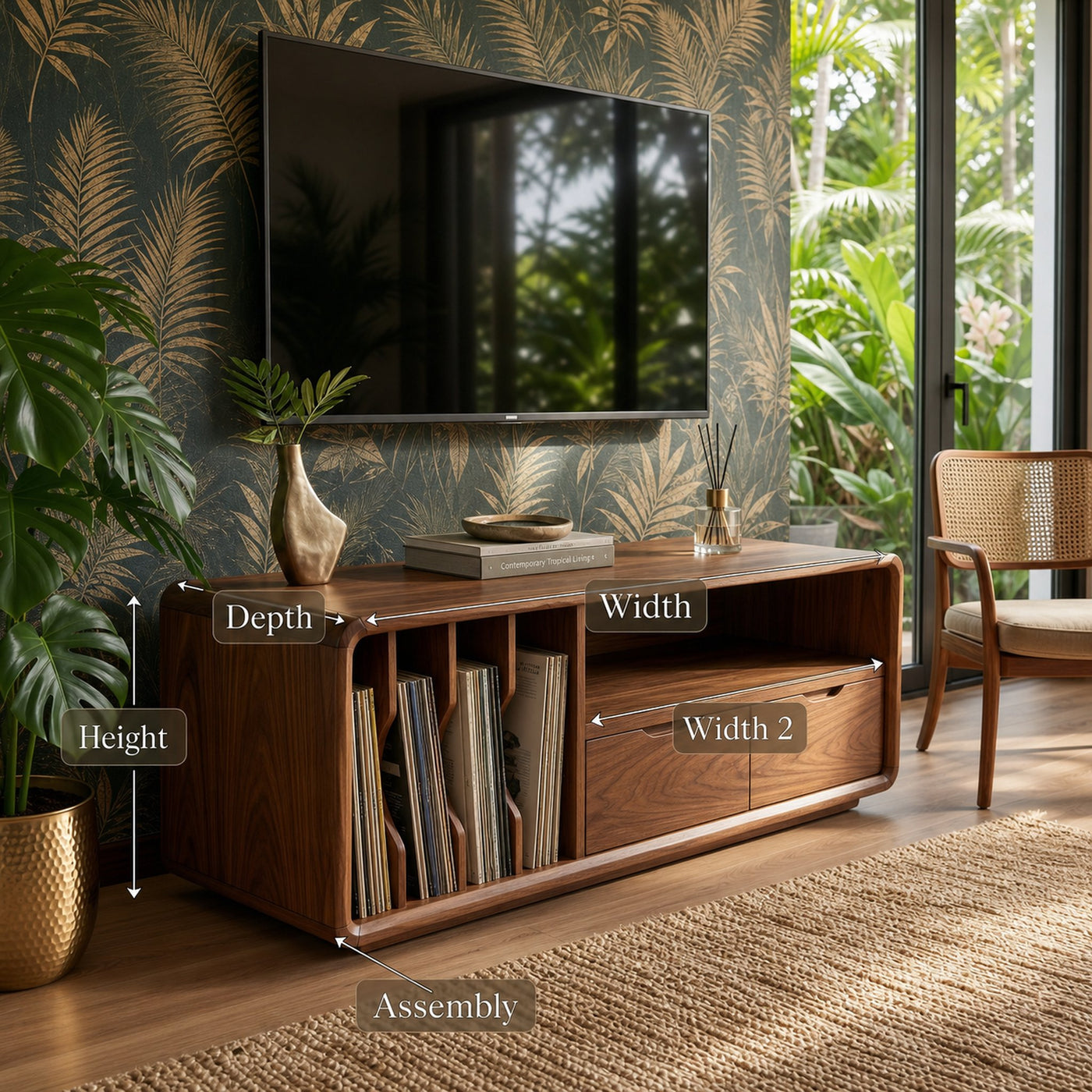 Handmade Wooden TV Cabinet Organic Curved Form - product view 8