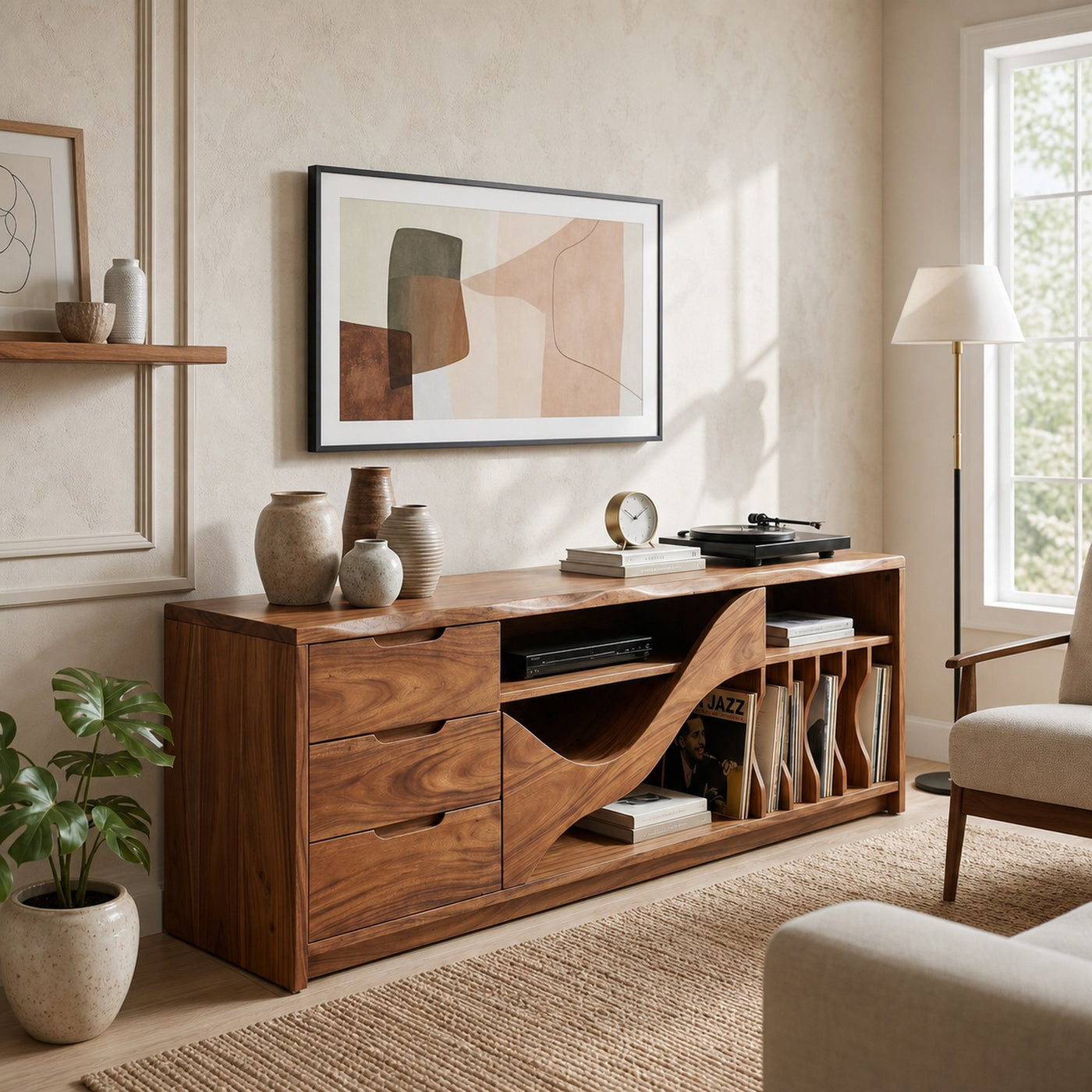 Industrial Wooden TV Cabinet Contemporary Loft Living - product view 6