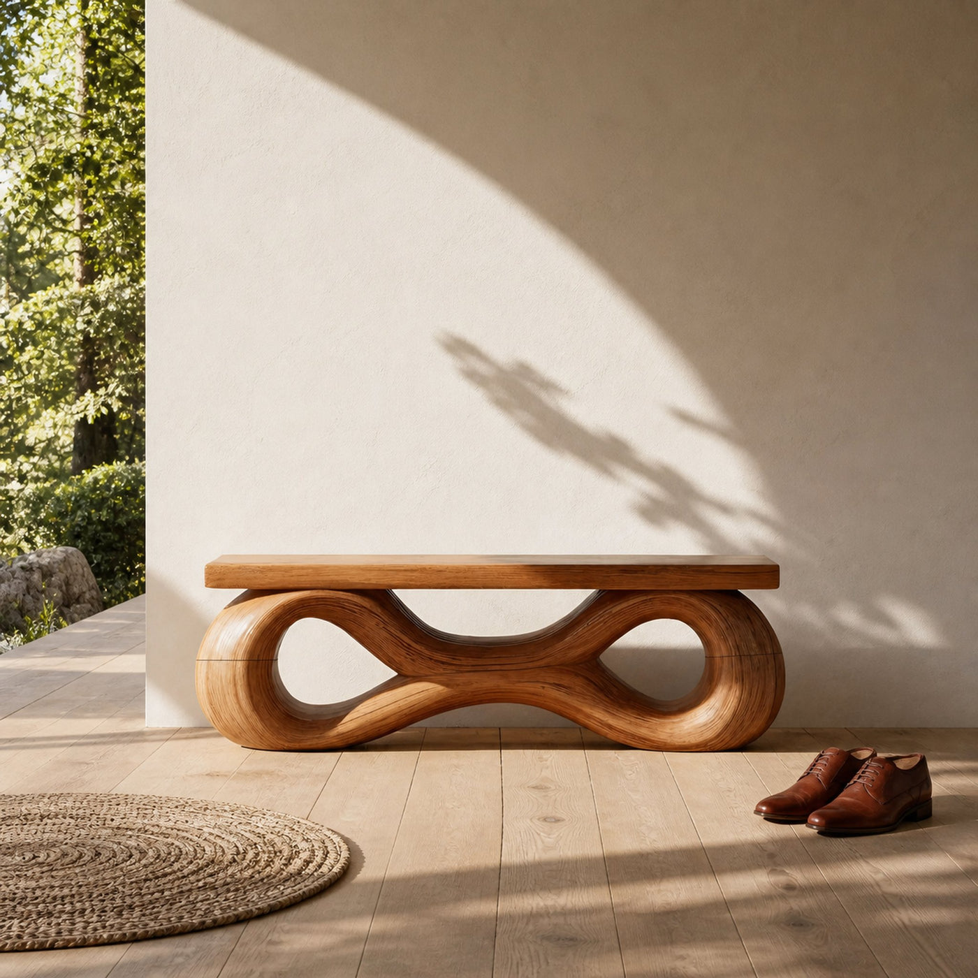 Infinity Loop Sculptural Bench With For Living Room