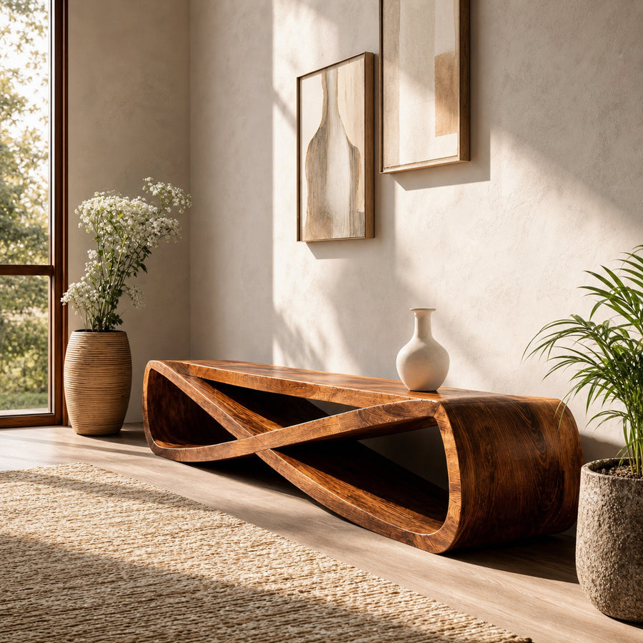 Infinity Sculpture Bench For Entryway Or Hallway