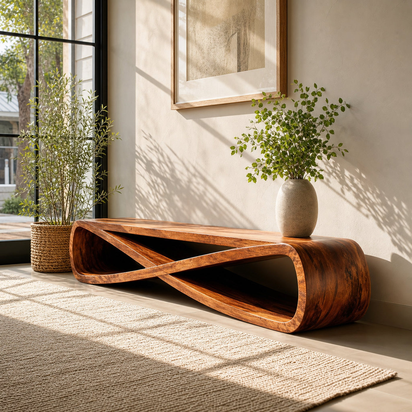 Infinity Sculpture Bench For Entryway Or Hallway - product view 6