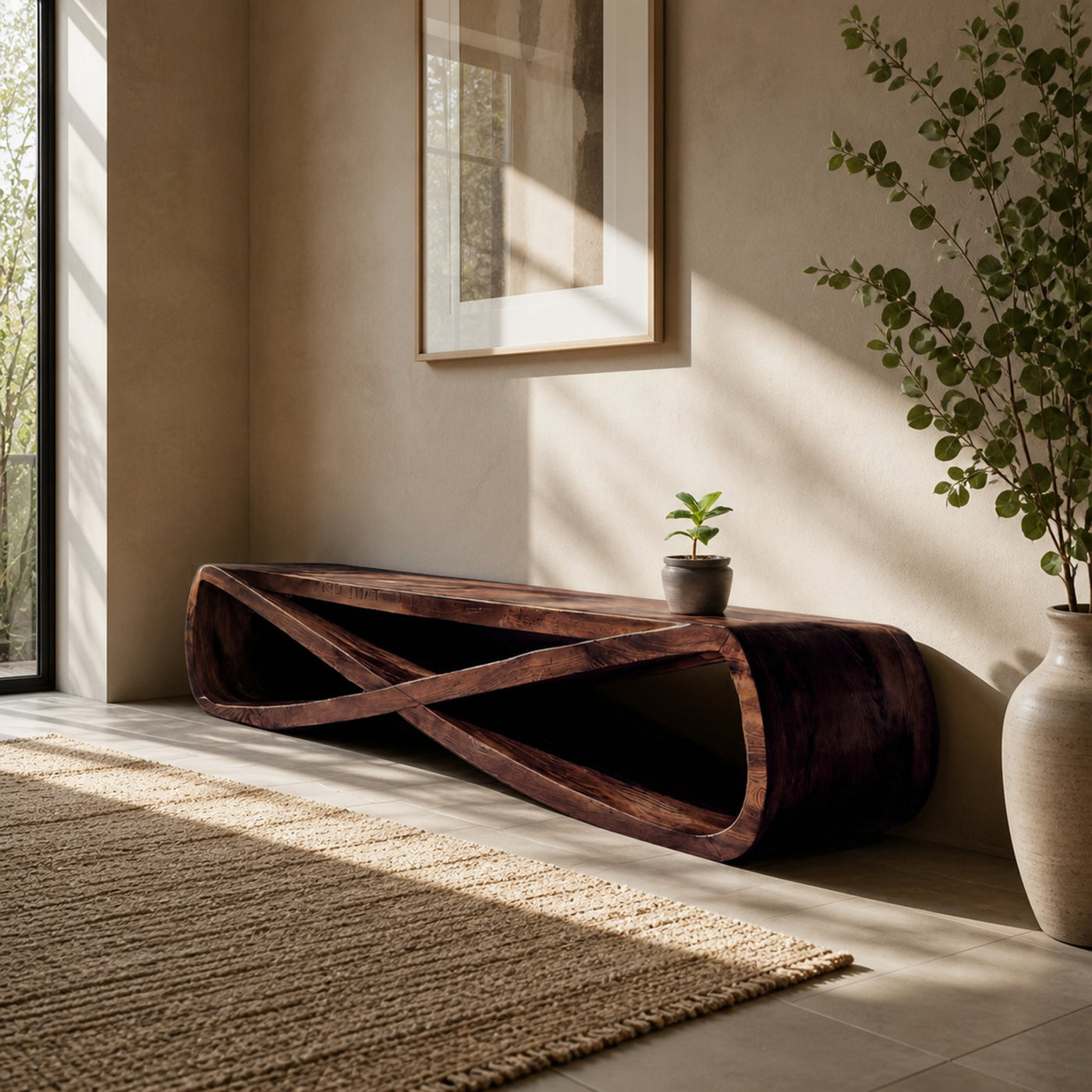 Infinity Sculpture Bench For Entryway Or Hallway - product view 7