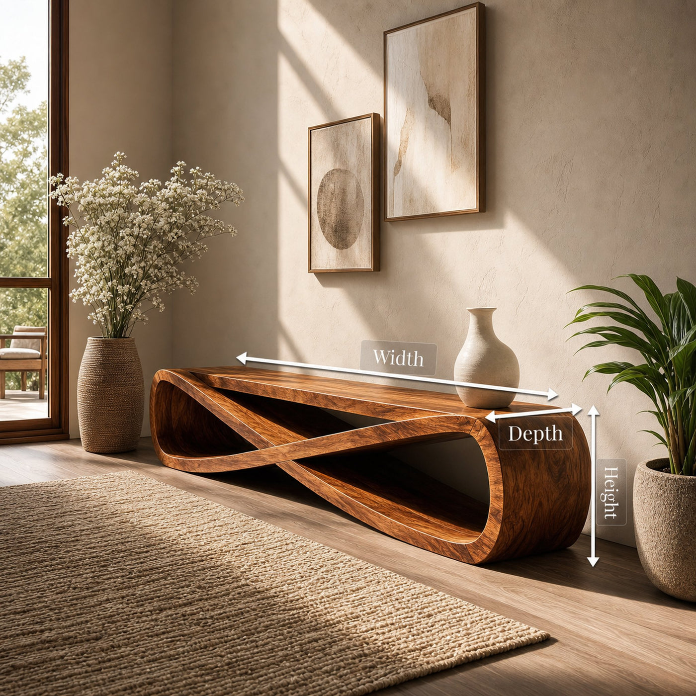 Infinity Sculpture Bench For Entryway Or Hallway - product view 8
