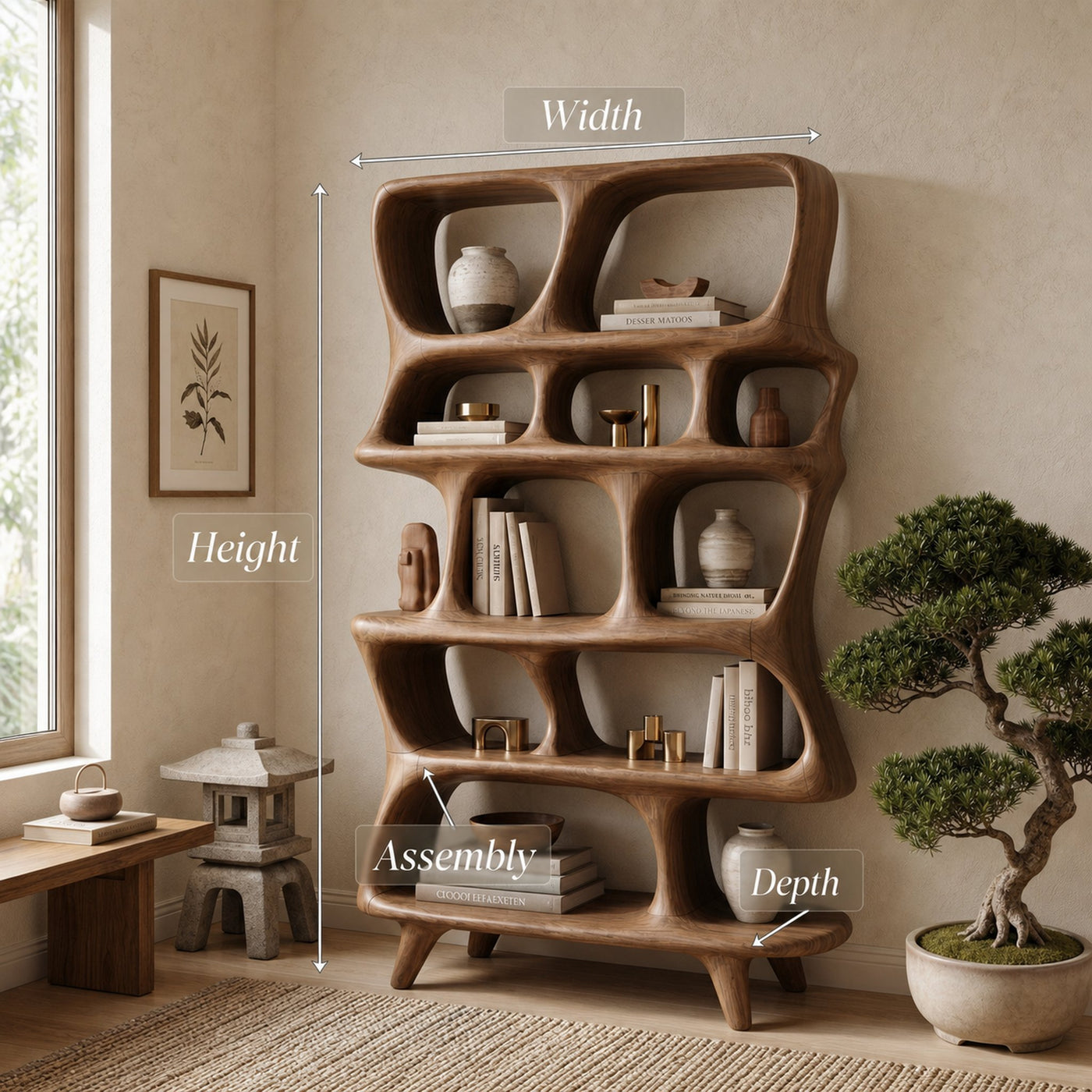 Japandi Bookshelf For Living Room - product view 8