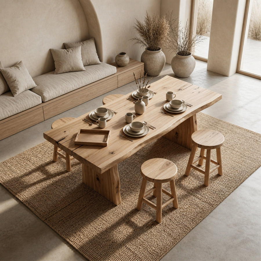 Japandi Minimal Dining Table For Dining Room And Kitchen