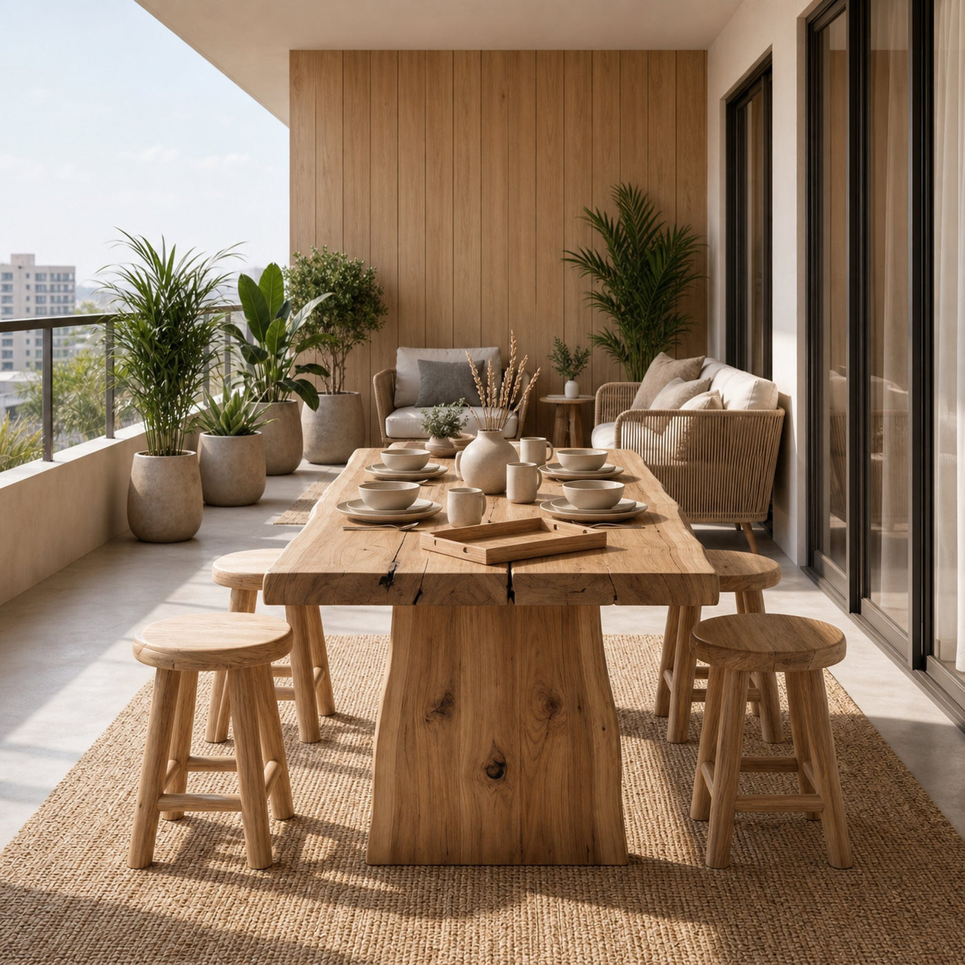 Japandi Minimal Dining Table For Dining Room And Kitchen - product view 3
