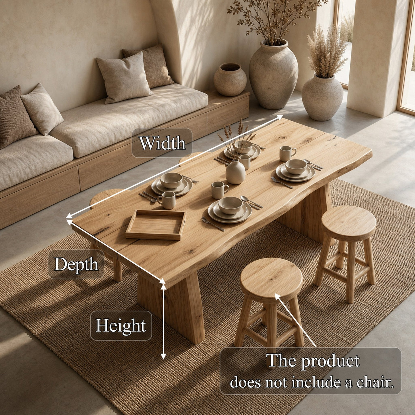 Japandi Minimal Dining Table For Dining Room And Kitchen - product view 8