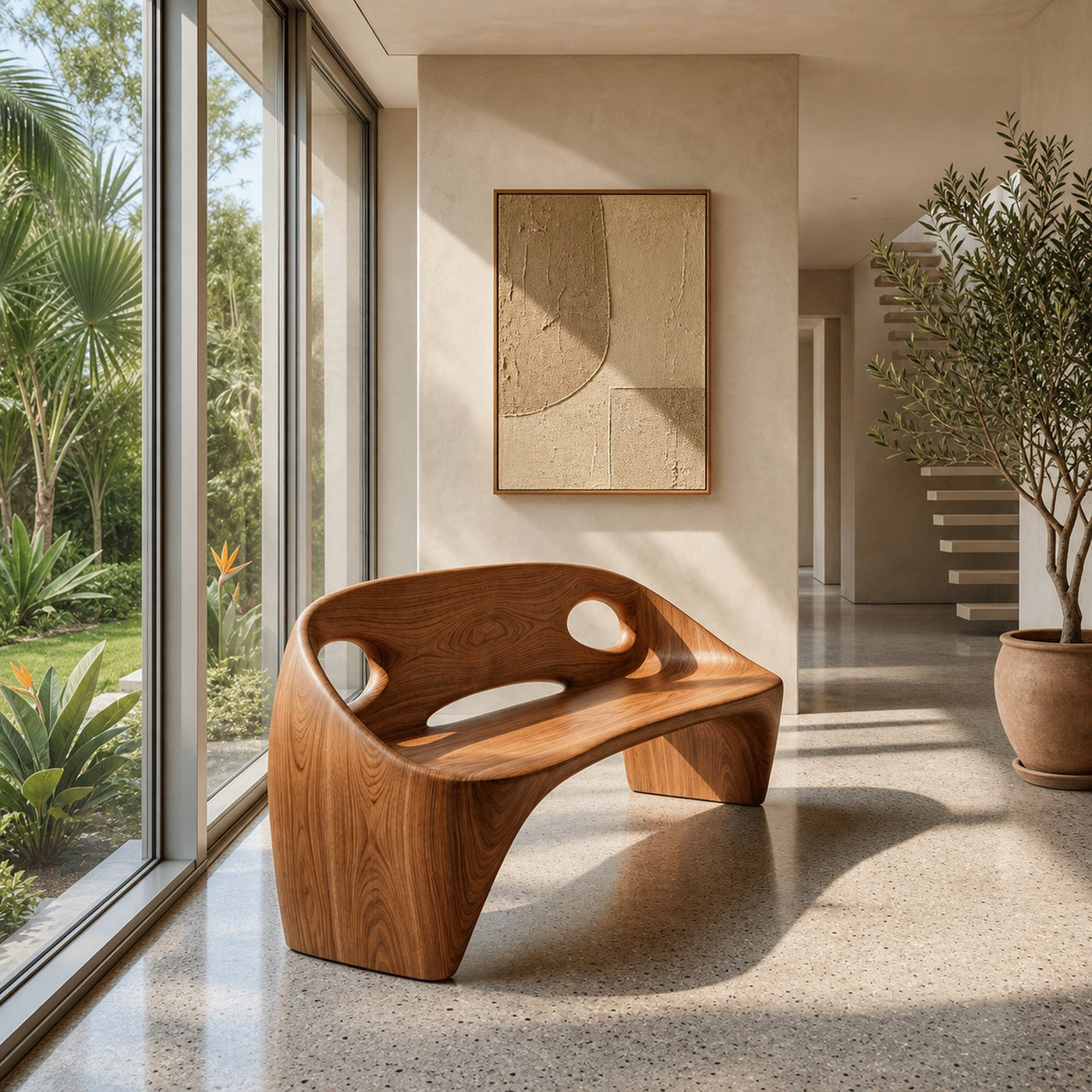 Japandi Natural Wood Bench For Living Room Furniture - product view 6