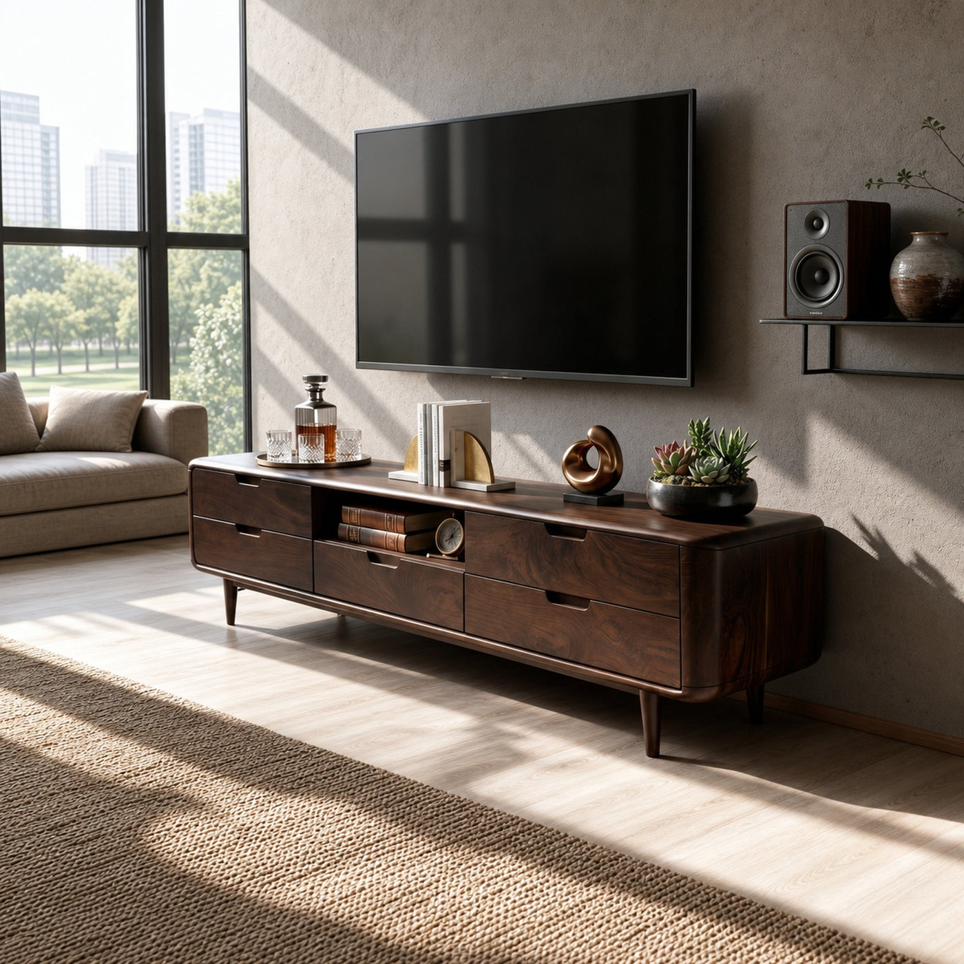 Japanese Zen TV Stand For Wabi Sabi Interior Design - product view 7