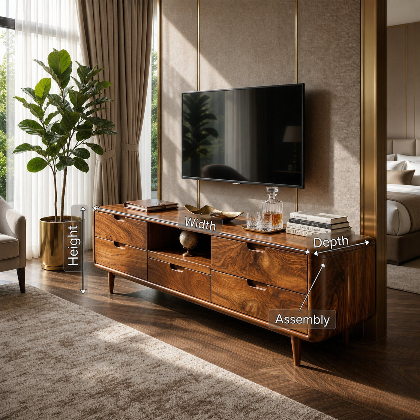Japanese Zen TV Stand For Wabi Sabi Interior Design - product view 8