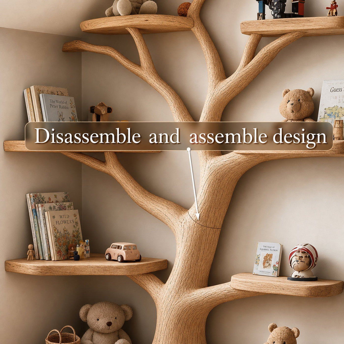 Kids Tree Bookshelf Handmade Decor Home Gift - product view 2