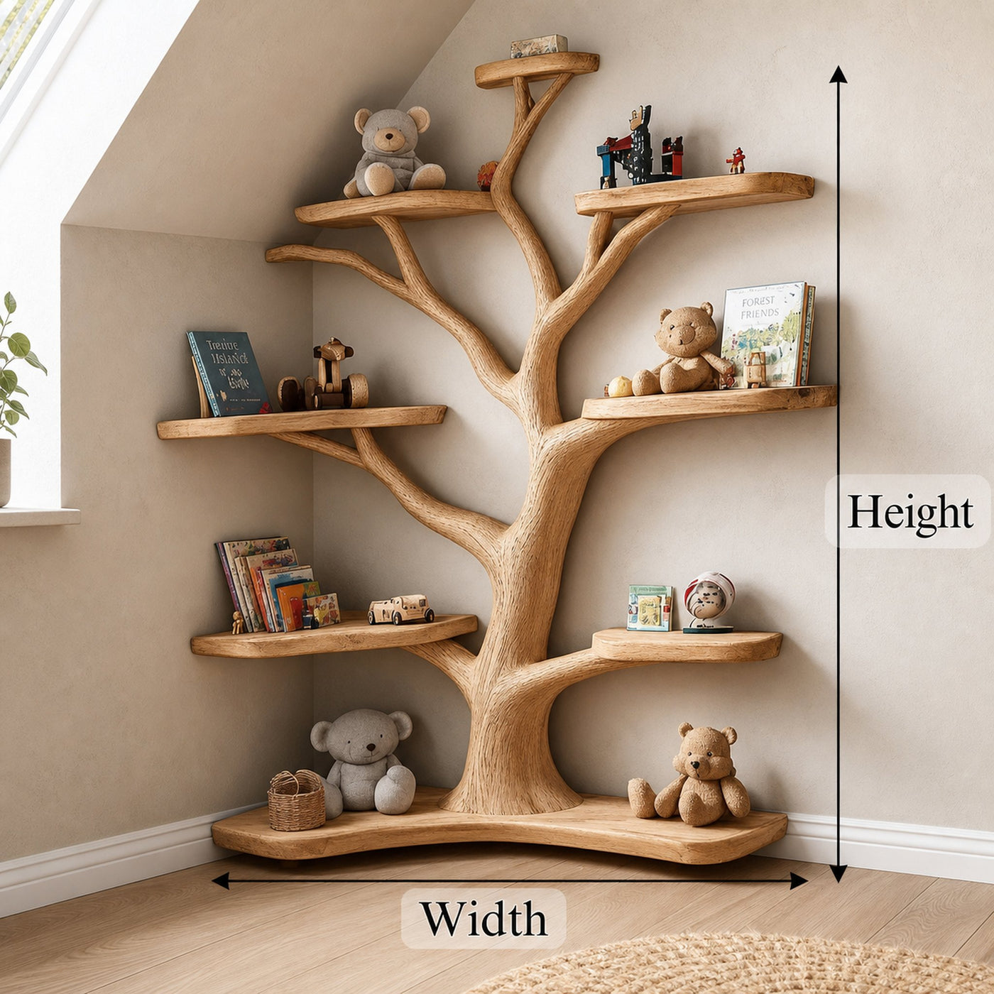 Kids Tree Bookshelf Handmade Decor Home Gift - product view 4
