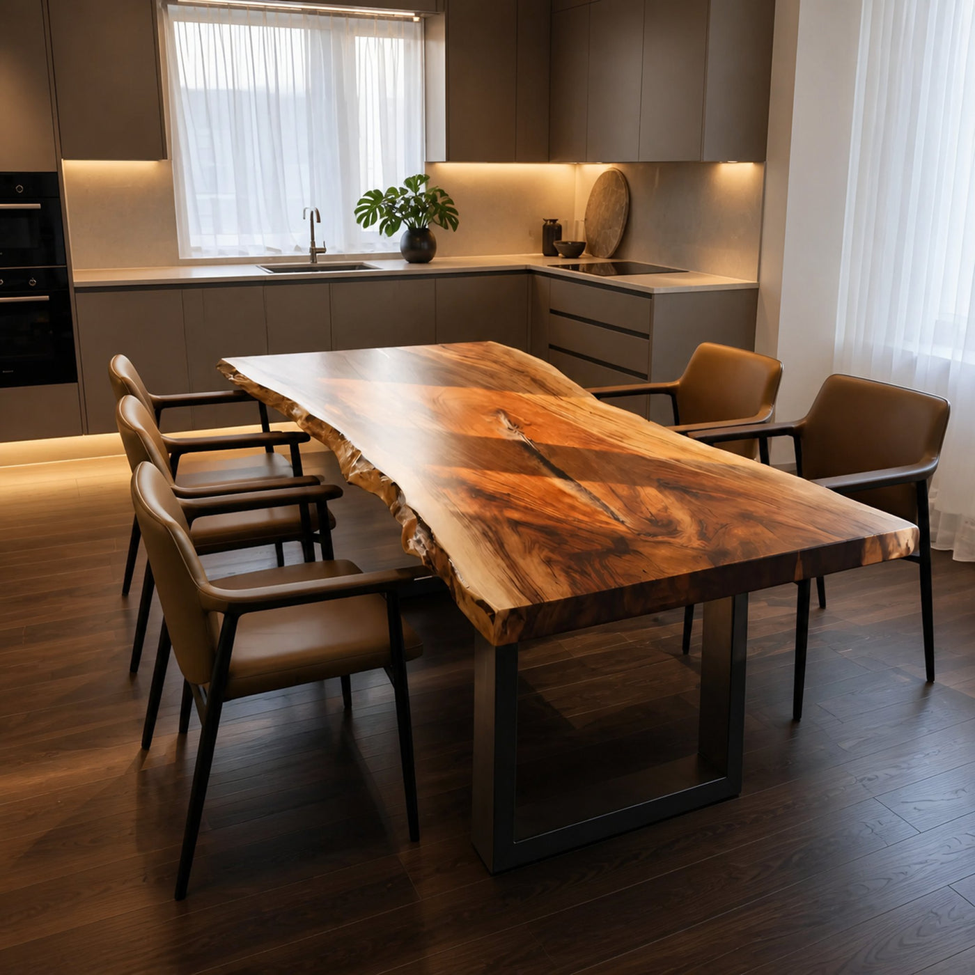 Kitchen Decor Farmhouse Live Edge Dining Table Rustic Look - product view 2