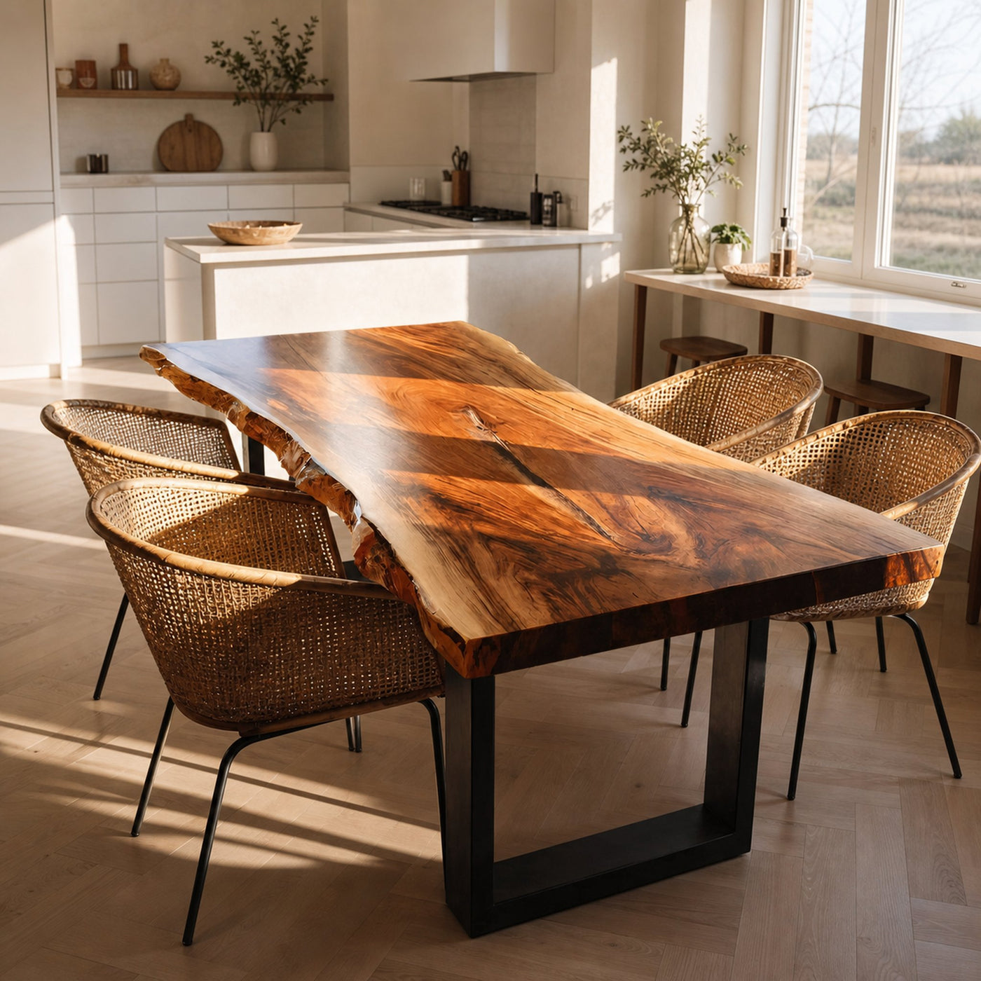Kitchen Decor Farmhouse Live Edge Dining Table Rustic Look - product view 6