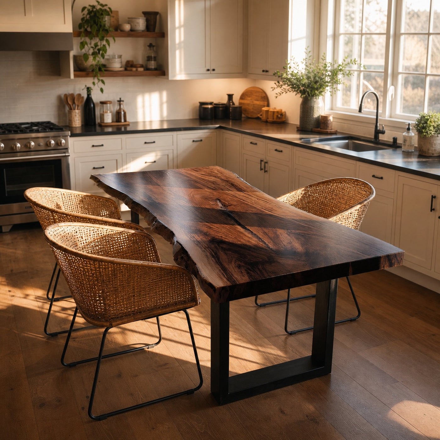Kitchen Decor Farmhouse Live Edge Dining Table Rustic Look - product view 7