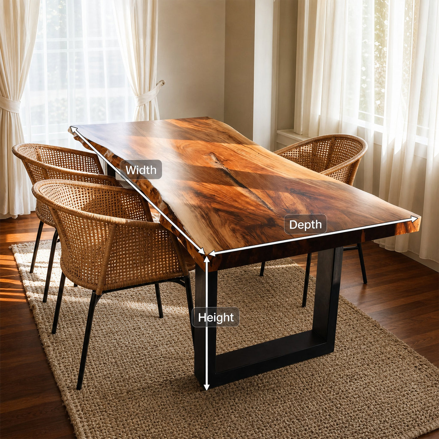 Kitchen Decor Farmhouse Live Edge Dining Table Rustic Look - product view 8