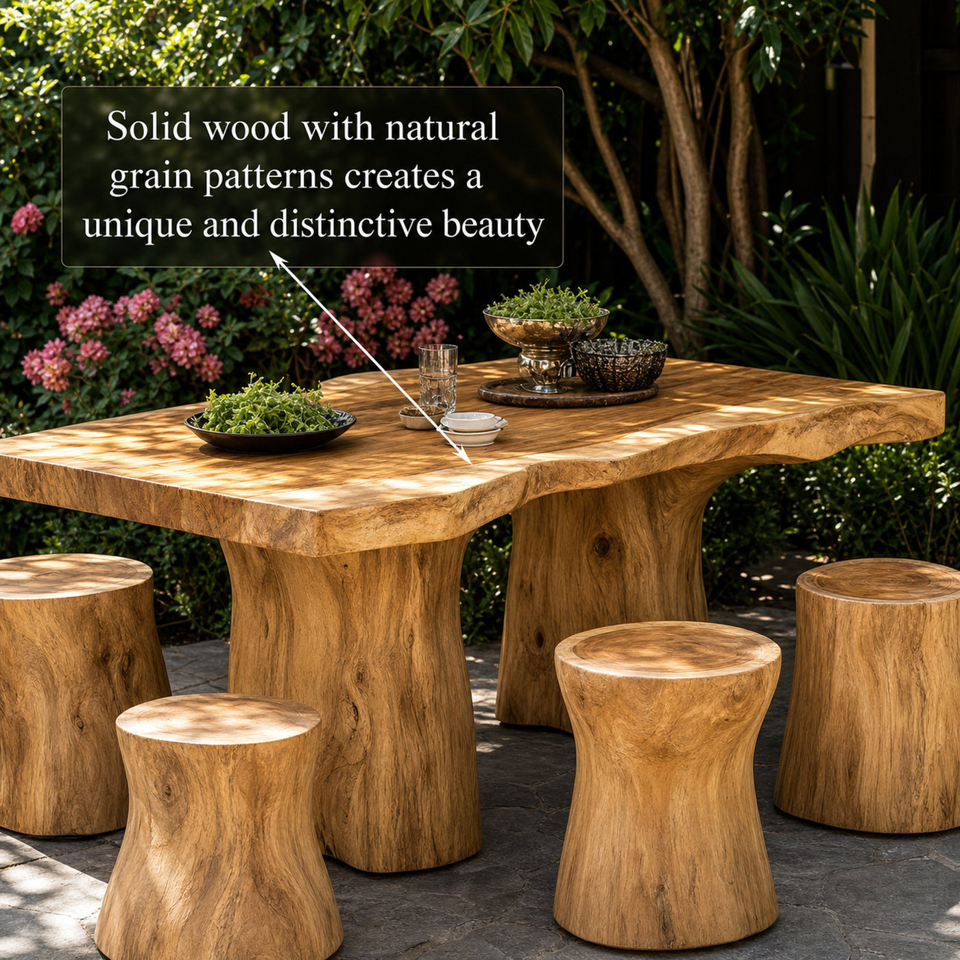 Large Rustic Live Edge Dining Table Set Home Decor Gift - product view 4