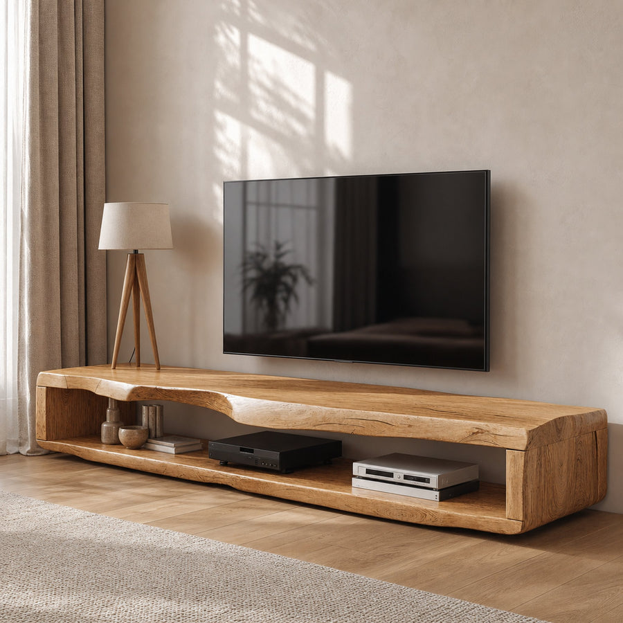 Large Wood Media Center Rustic TV Stand