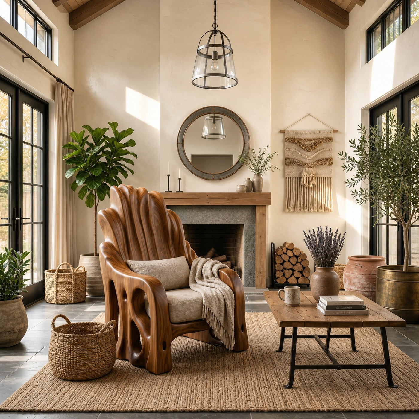 Leaf Inspired Wooden Armchair For Living Room - product view 6