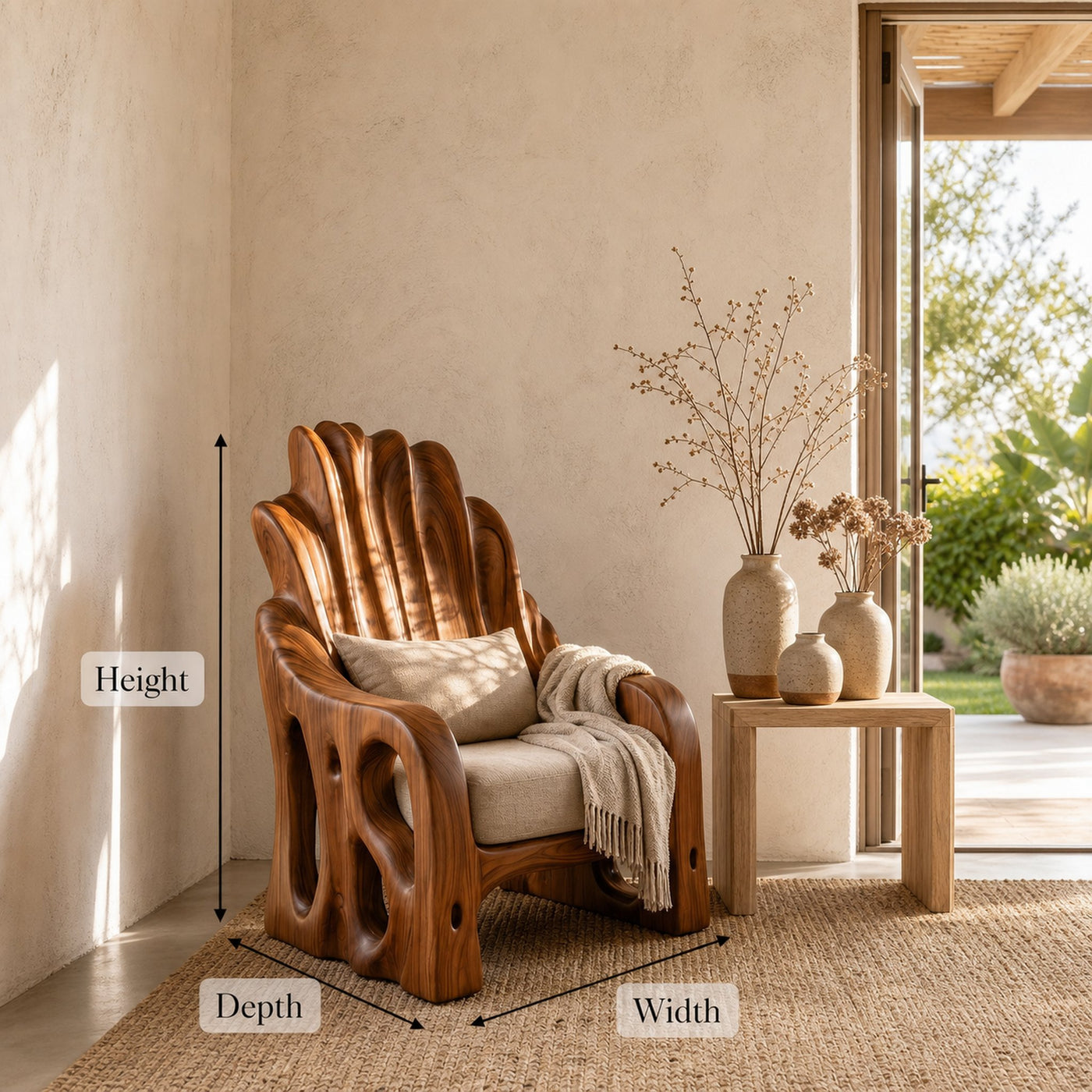 Leaf Inspired Wooden Armchair For Living Room - product view 8