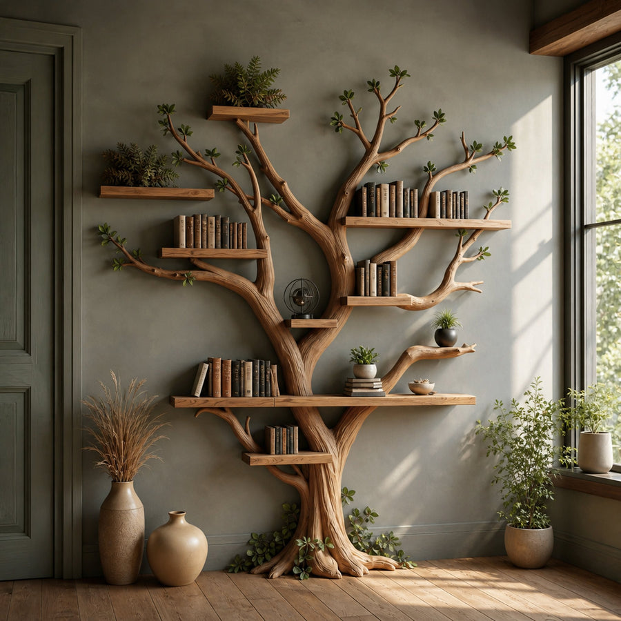 Live Edge Bookshelf Rustic Modern Shelf Decor Home