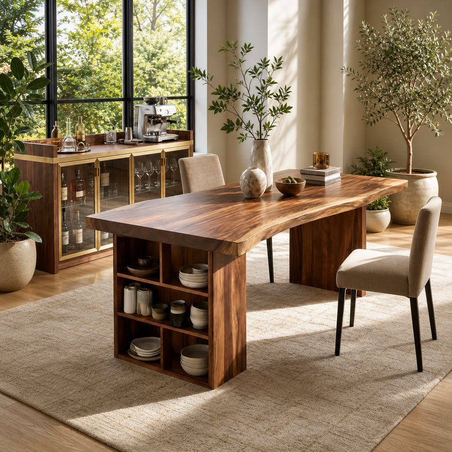 Live Edge Dining Table For Garden View Room