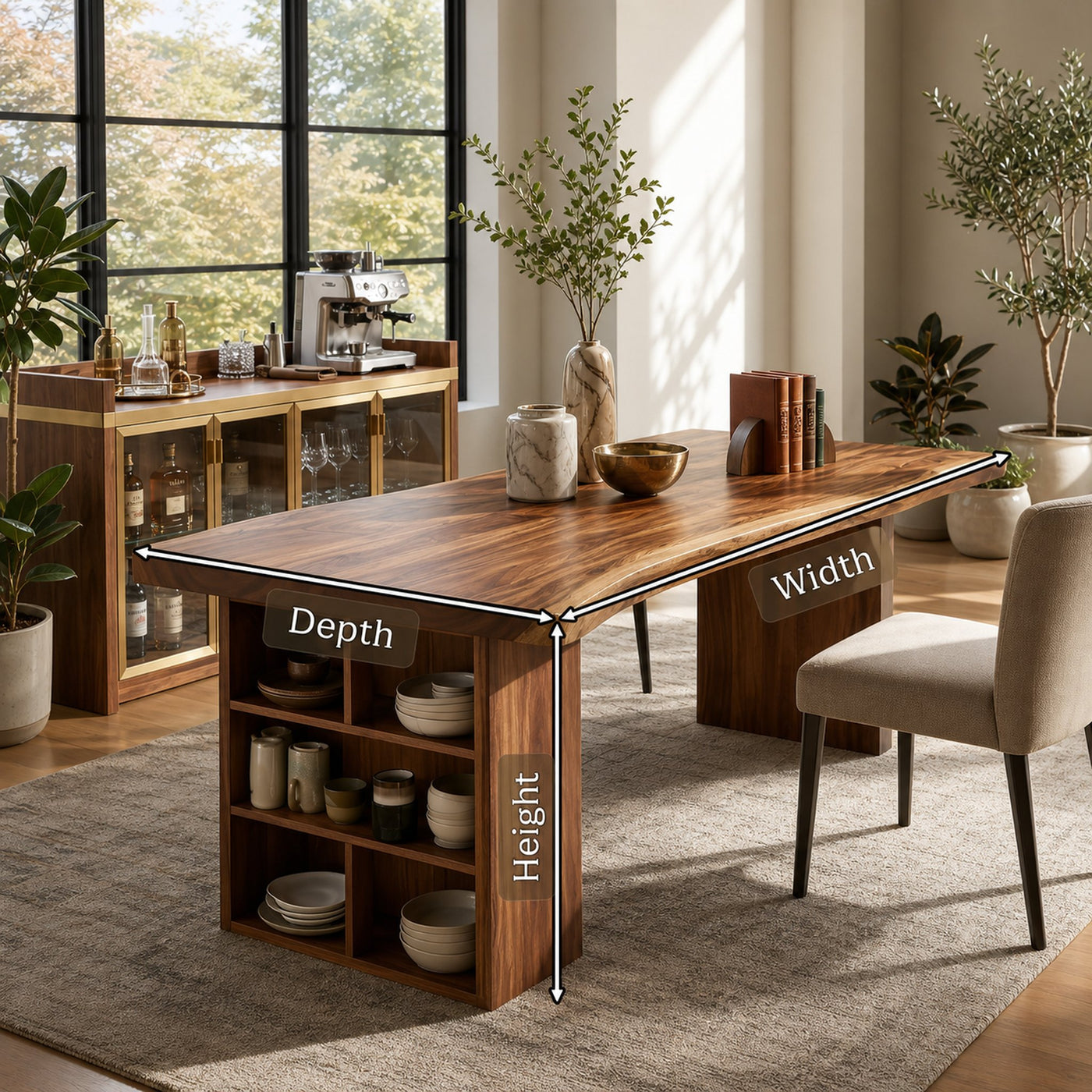 Live Edge Dining Table For Garden View Room - product view 8
