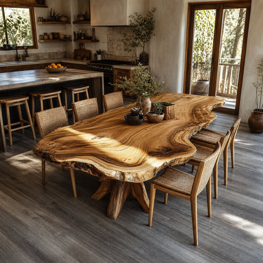 Live Edge Dining Table Handmade Natural For Kitchen