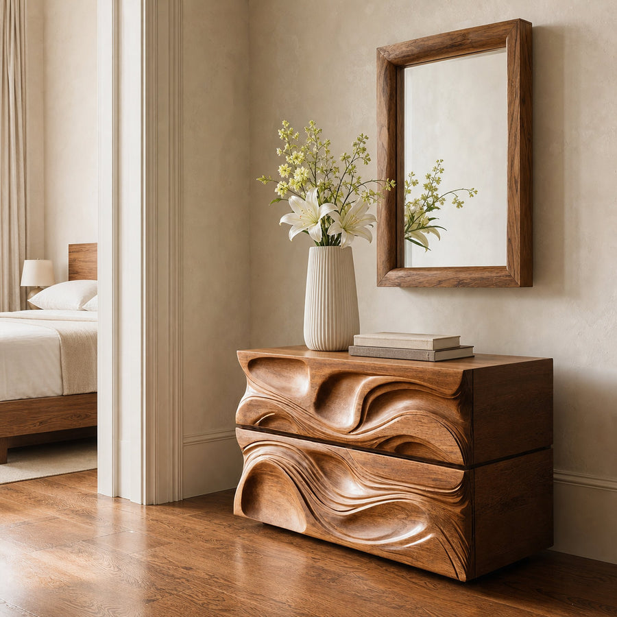 Luxury Chest Of Drawers Sculptural Wave Front For Living Decor