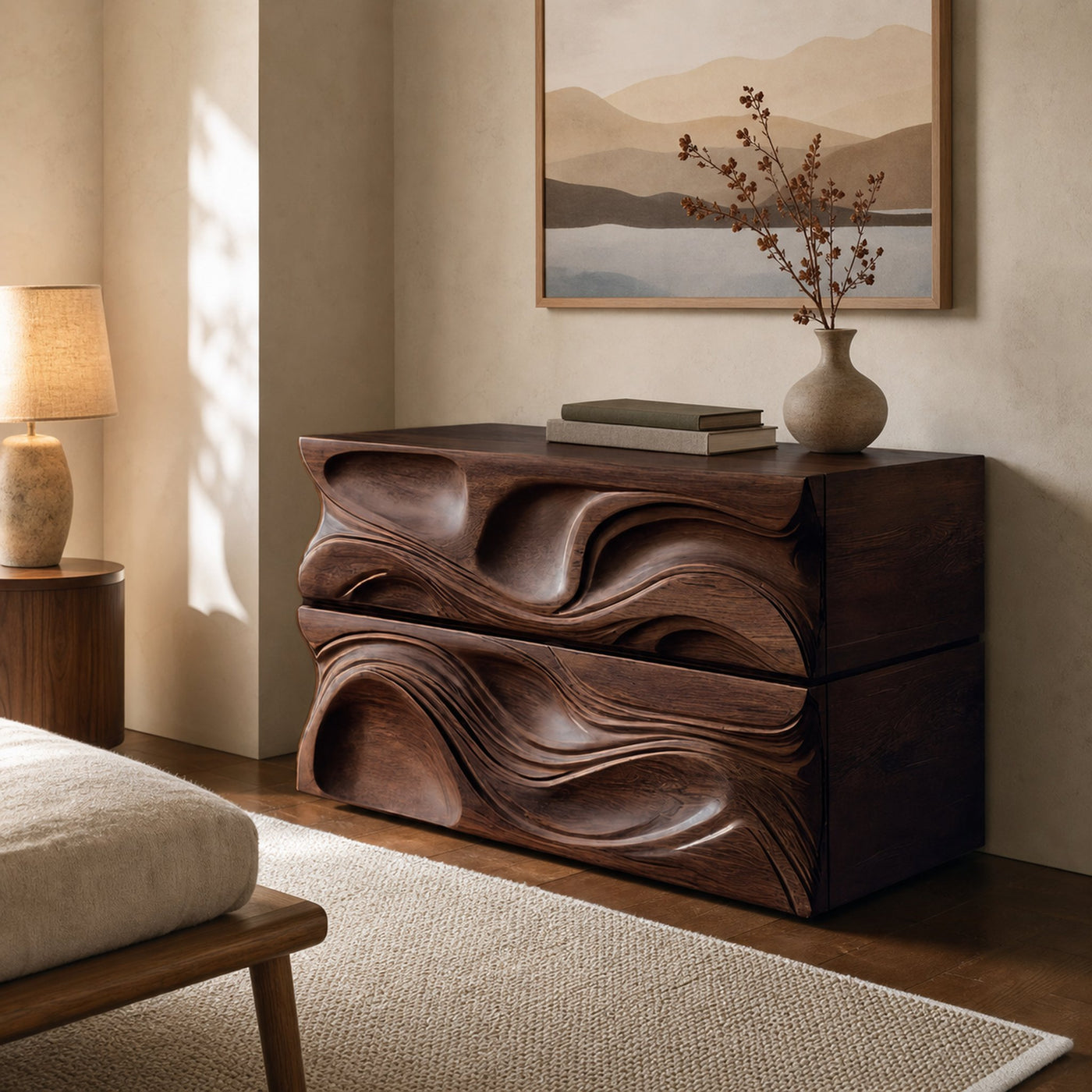 Luxury Chest Of Drawers Sculptural Wave Front For Living Decor - product view 6