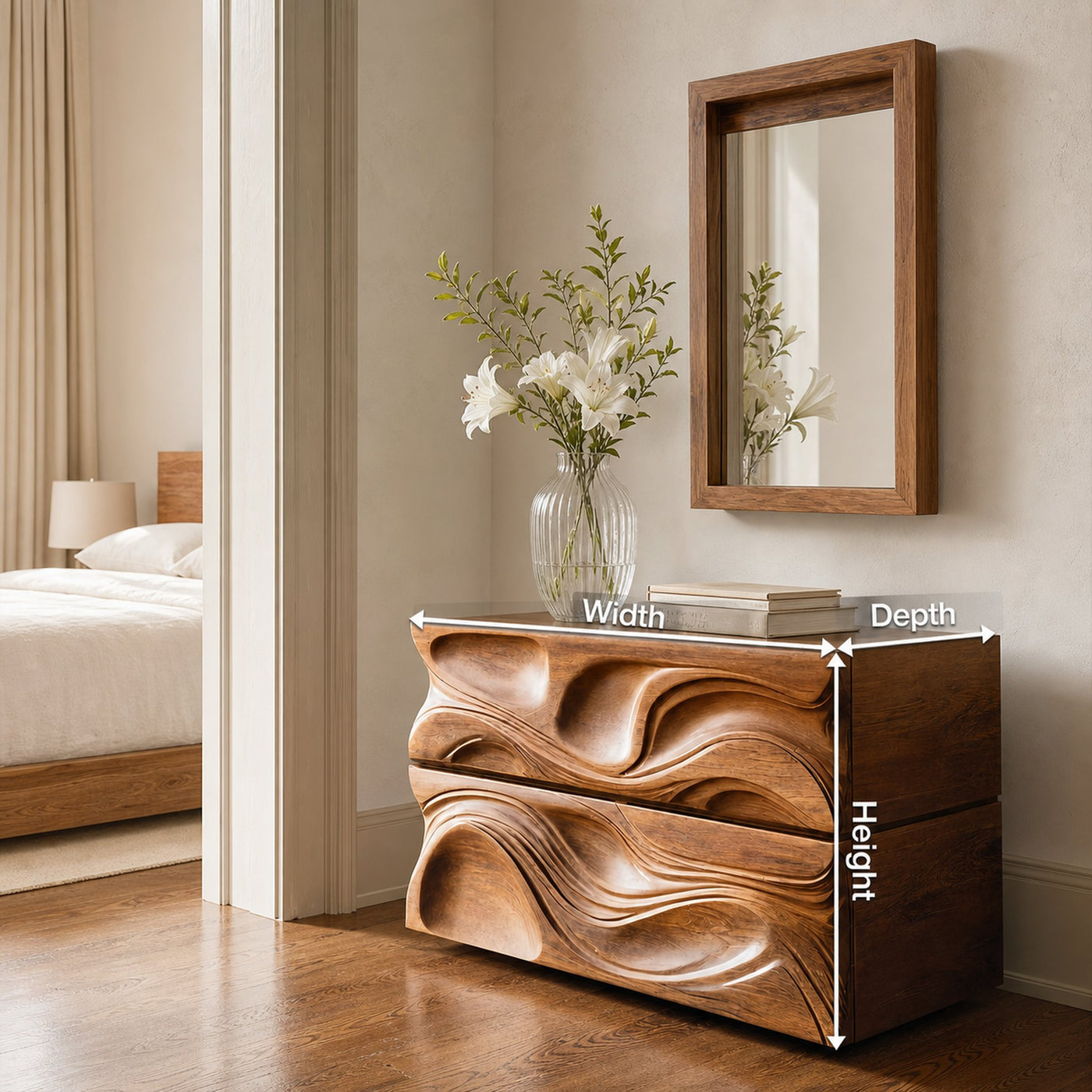 Luxury Chest Of Drawers Sculptural Wave Front For Living Decor - product view 8