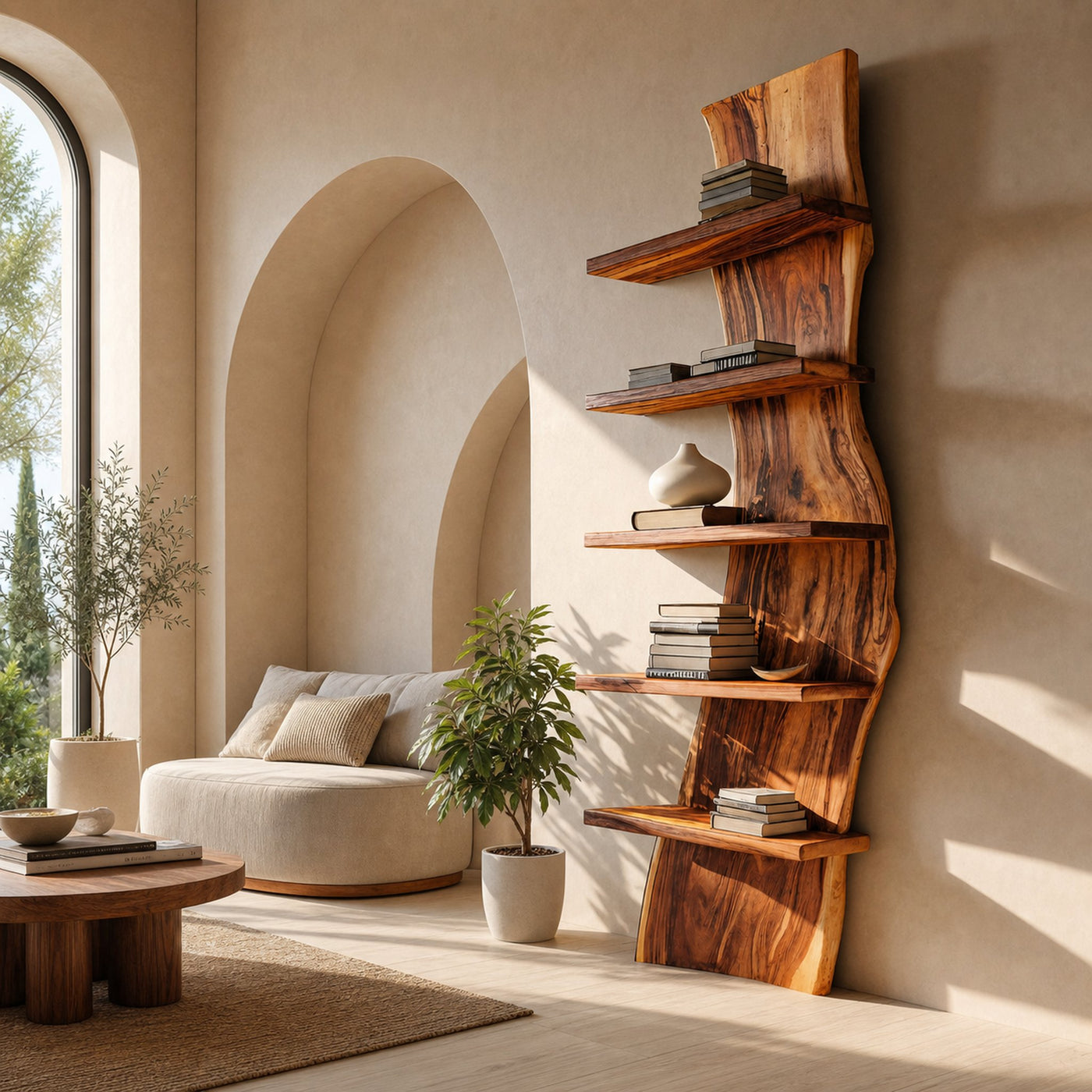 Luxury Curved Floating Shelf For Living Room Or Office