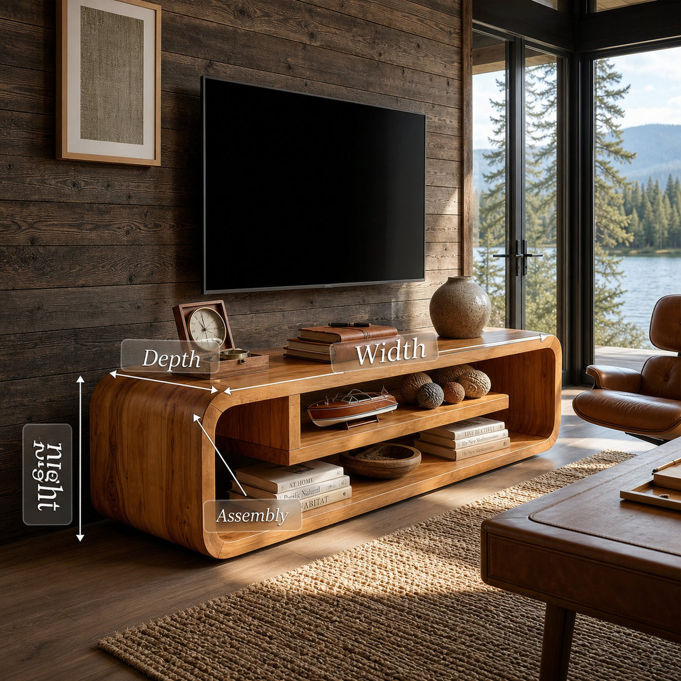 Luxury Curved Media Console For Wine Room Interior - product view 8