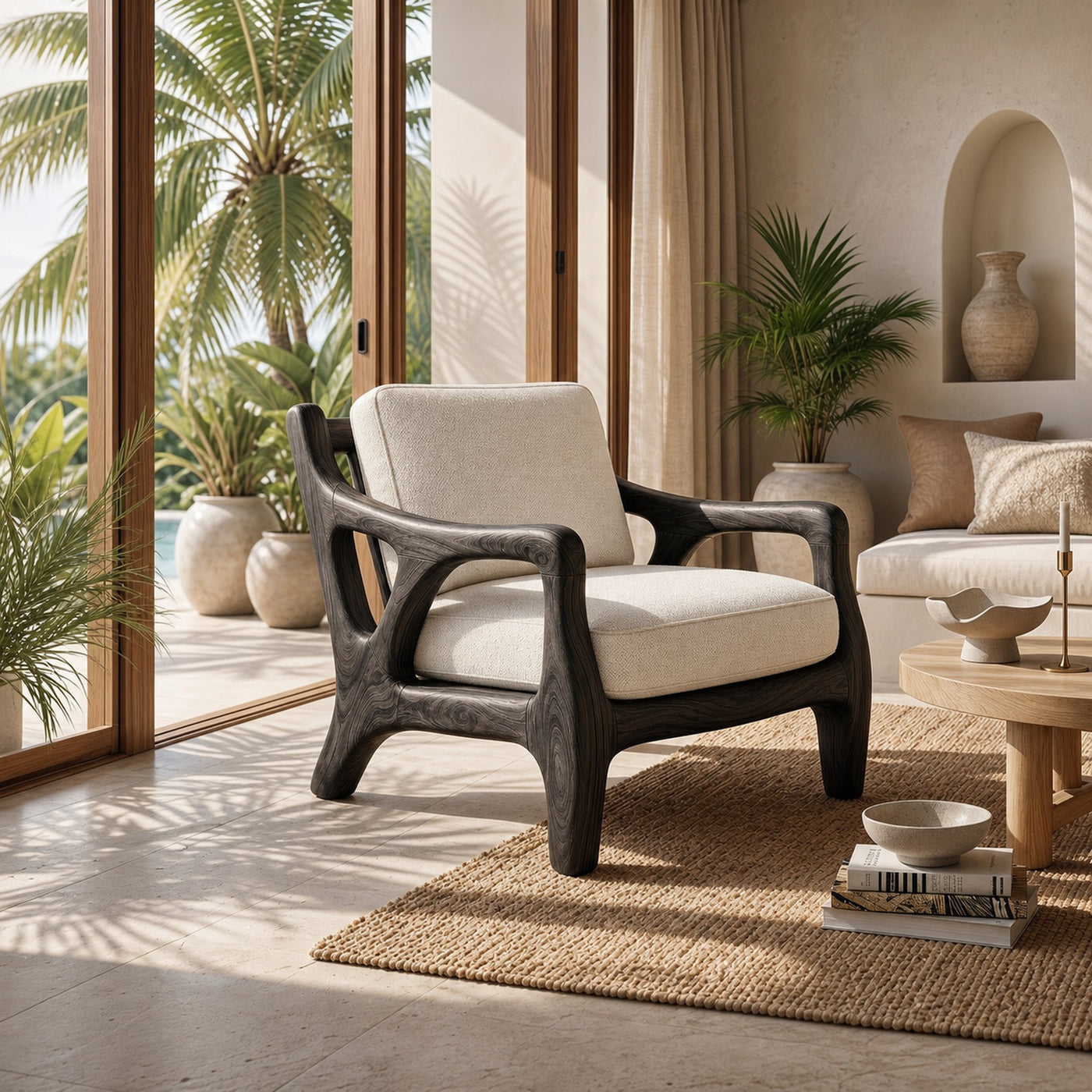 Luxury Resort Style Wooden Lounge Chair Poolside Patio - product view 4