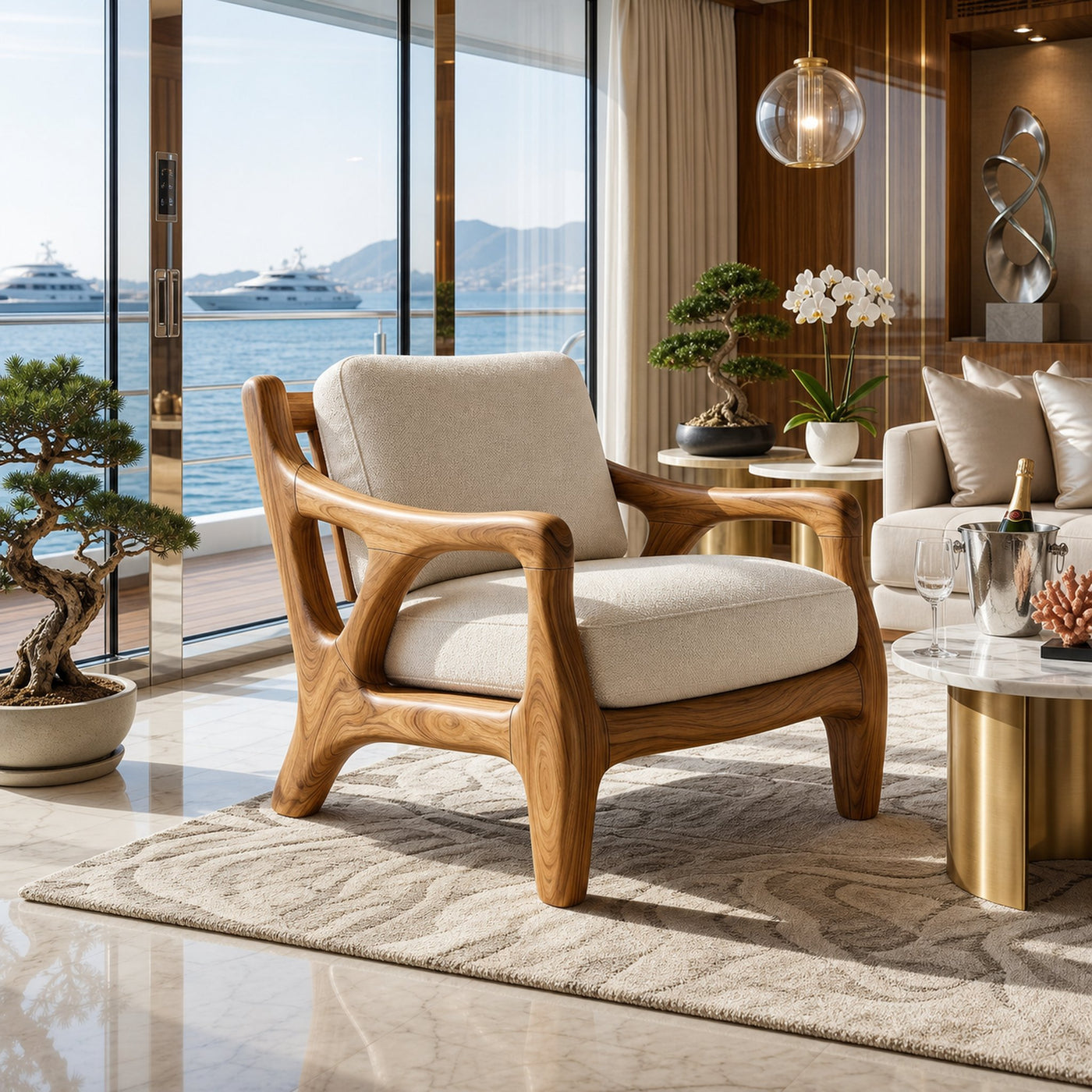 Luxury Resort Style Wooden Lounge Chair Poolside Patio - product view 5