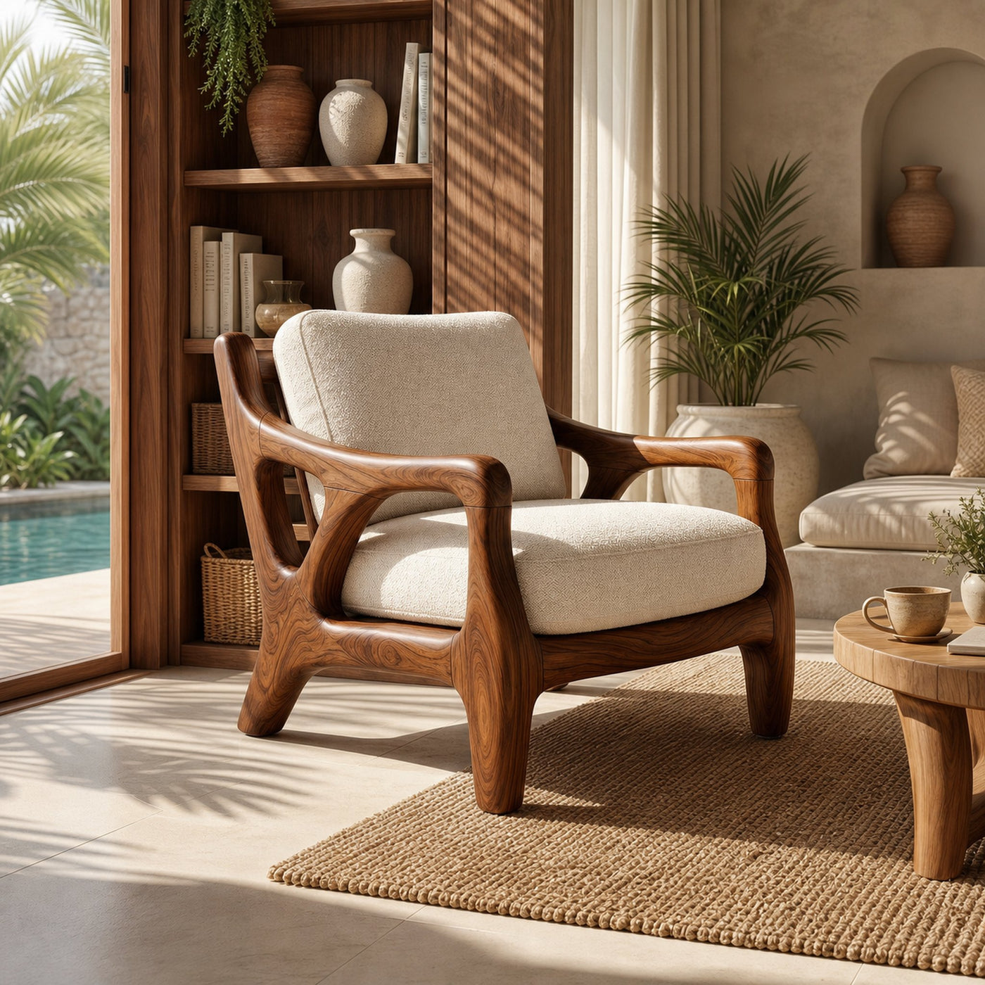 Luxury Resort Style Wooden Lounge Chair Poolside Patio - product view 6