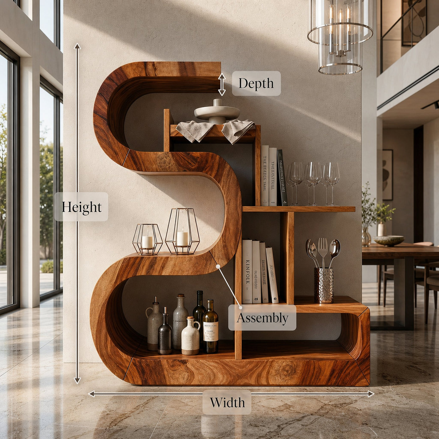 Luxury S-Shaped Wooden Storage Shelf For Contemporary Spaces - product view 8
