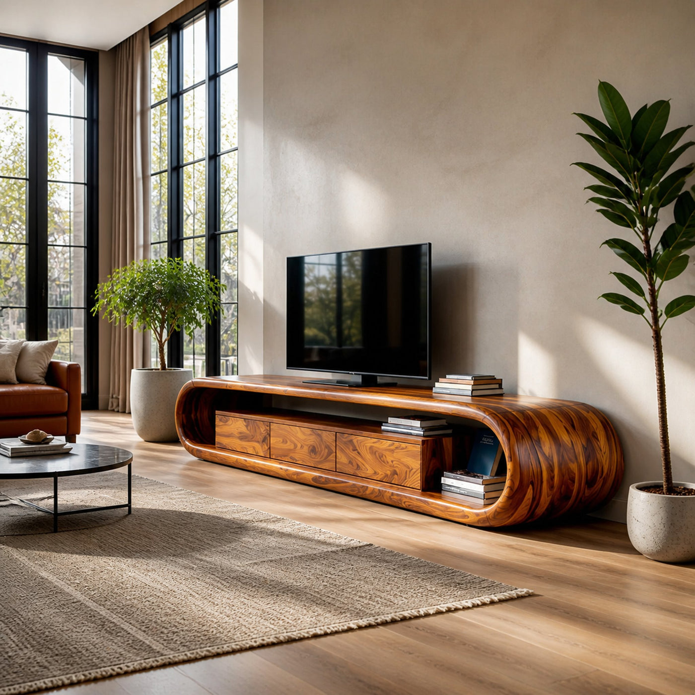 Luxury TV Cabinet With Built In Drawer Storage For Living