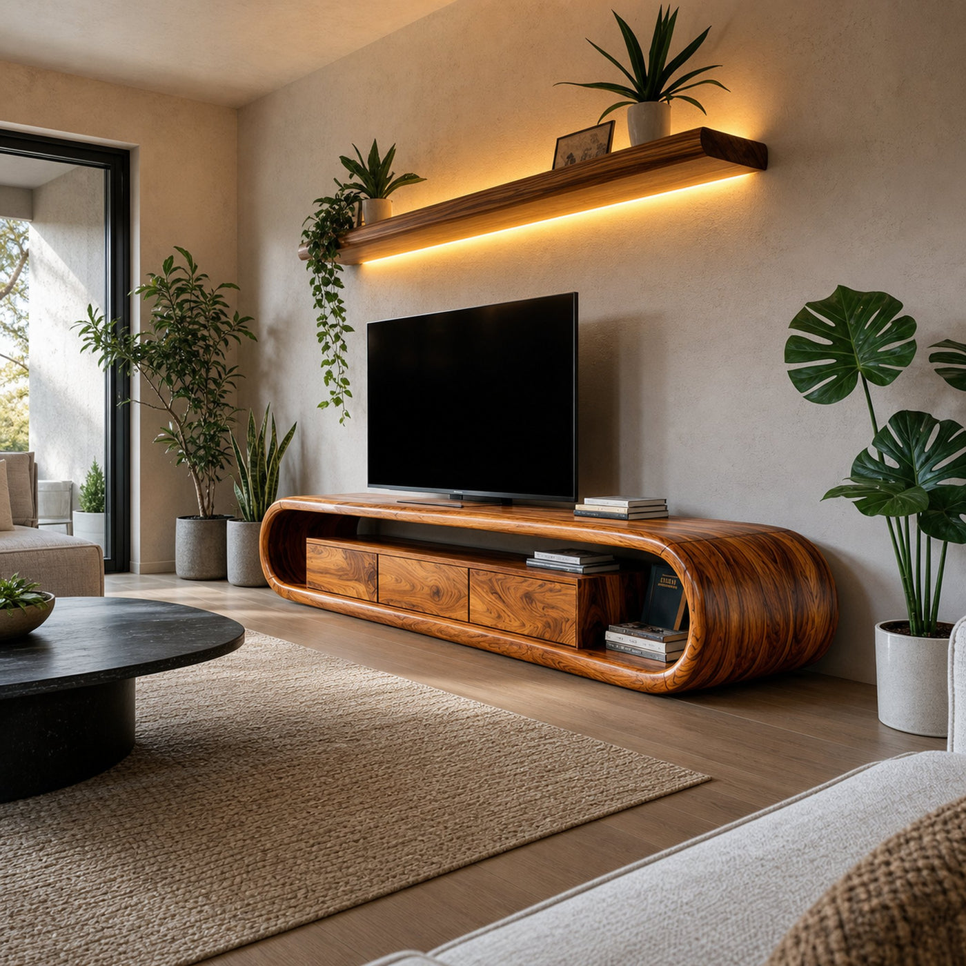 Luxury TV Cabinet With Built In Drawer Storage For Living - product view 6