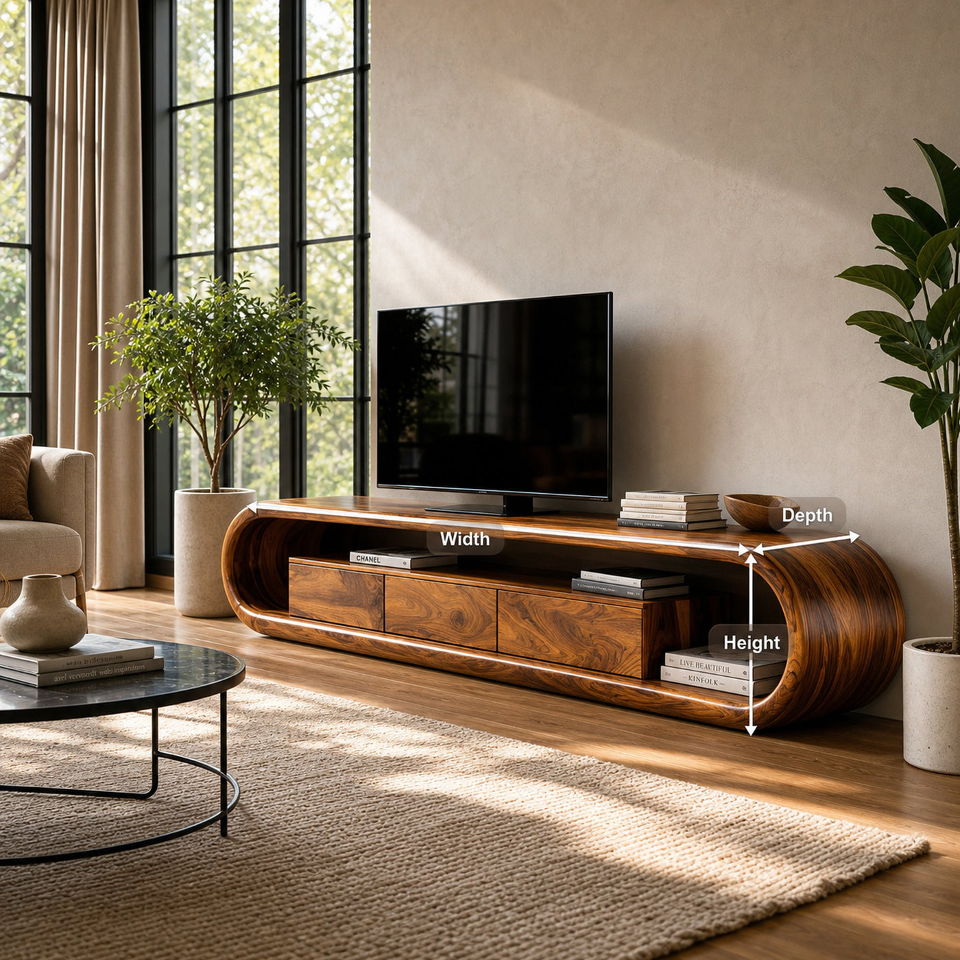 Luxury TV Cabinet With Built In Drawer Storage For Living - product view 8