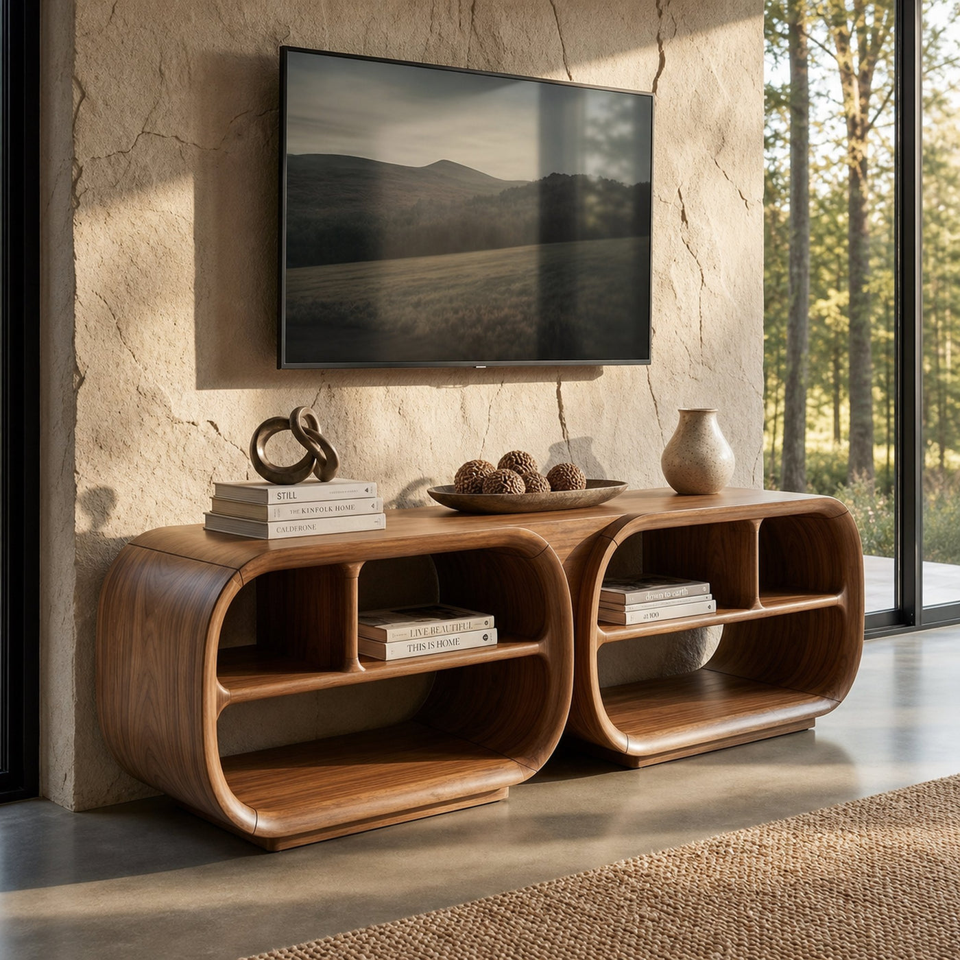 Luxury TV Console Architectural Wood Design