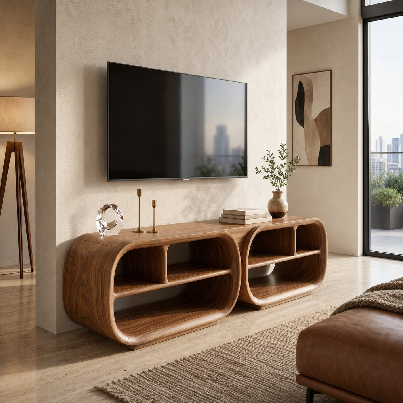 Luxury TV Console Architectural Wood Design - product view 6
