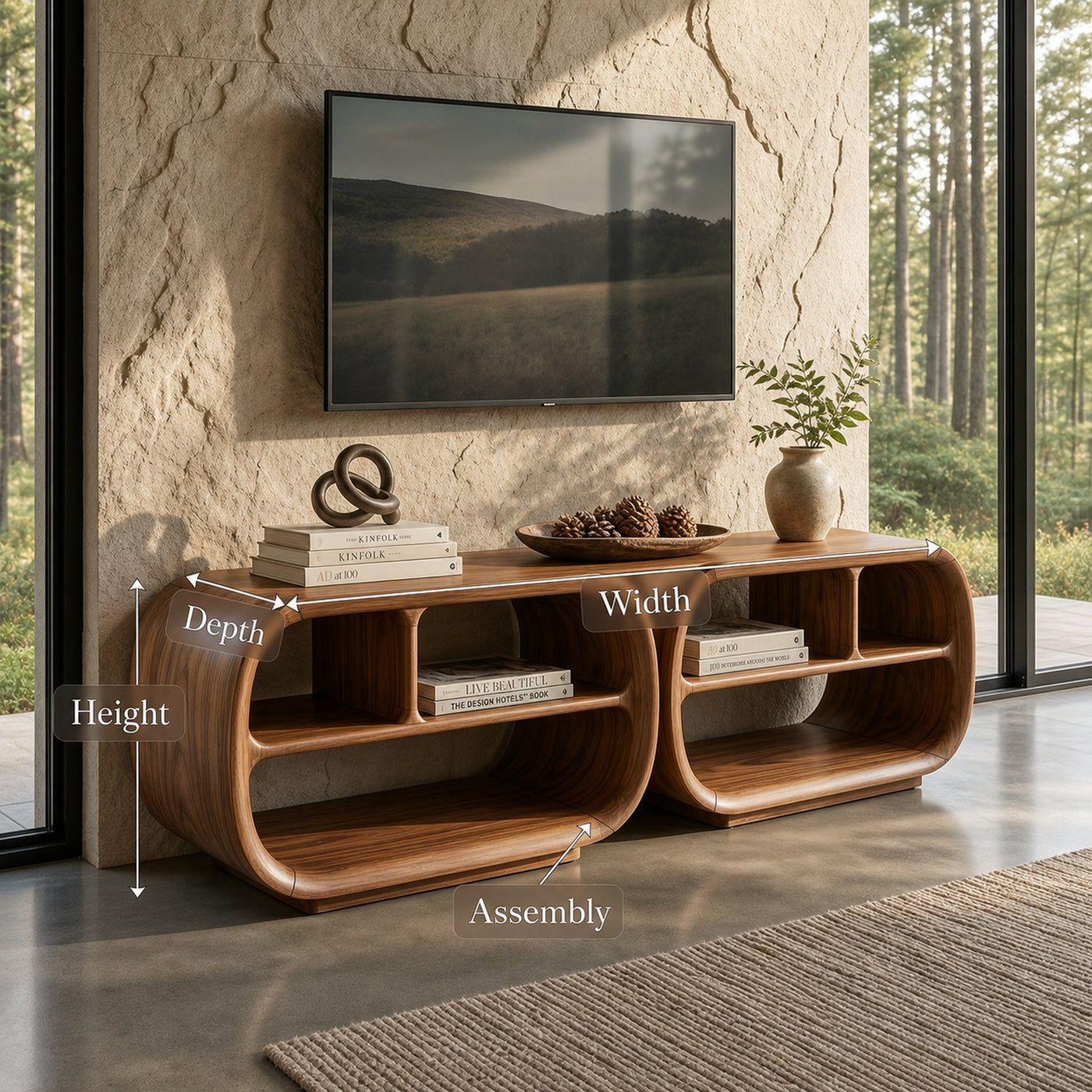 Luxury TV Console Architectural Wood Design - product view 8