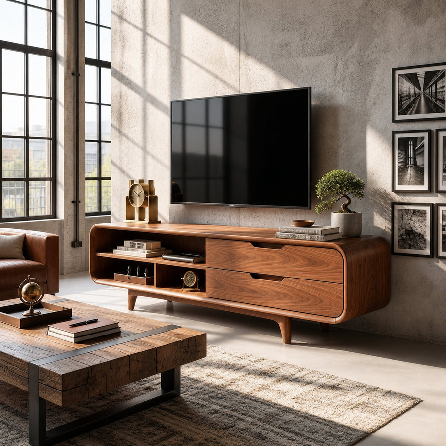 Luxury Walnut TV Cabinet For Elegant Master Suite