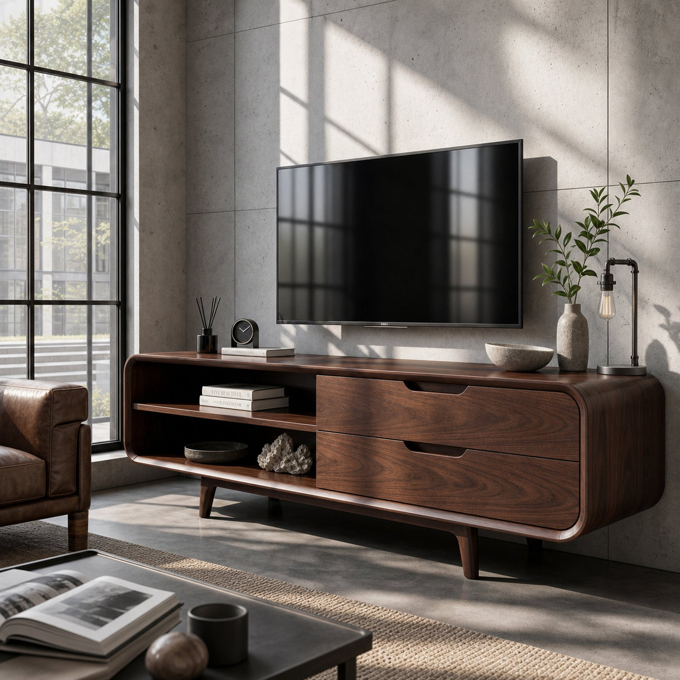 Luxury Walnut TV Cabinet For Elegant Master Suite - product view 7