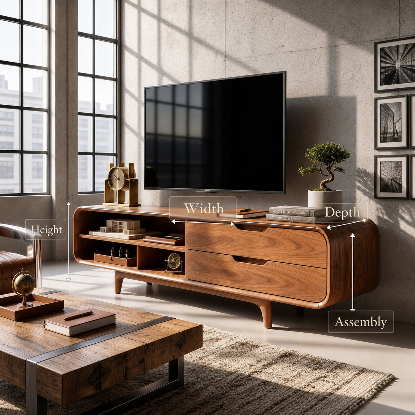 Luxury Walnut TV Cabinet For Elegant Master Suite - product view 8