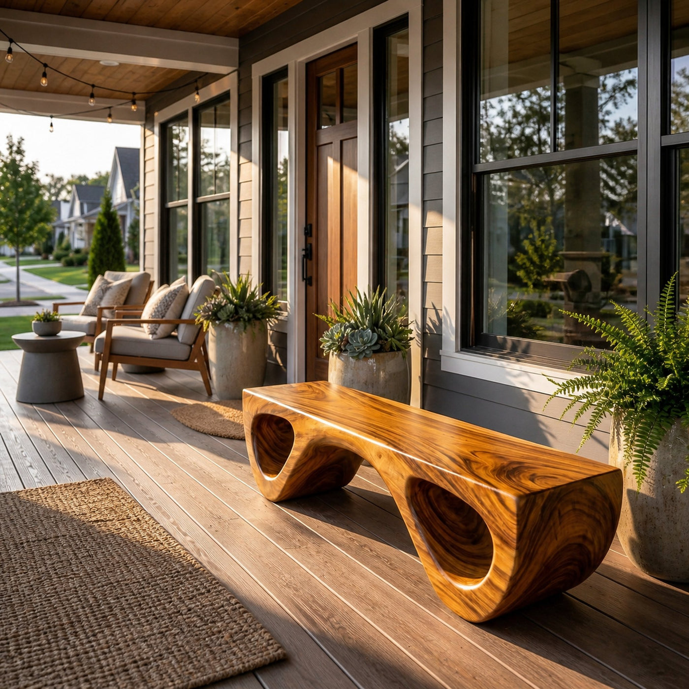 Luxury Wooden Bench Sculptural Leg For Entryway - product view 6