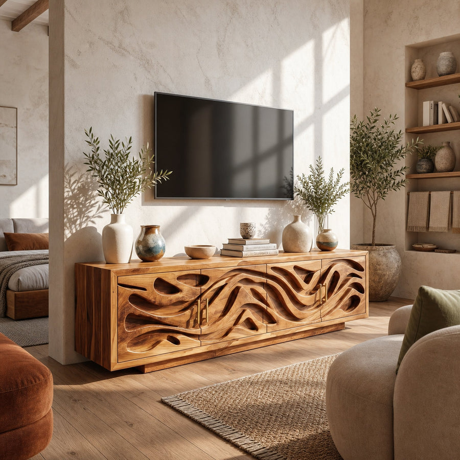 Mediterranean Coastal TV Stand For Santorini Style Bedroom