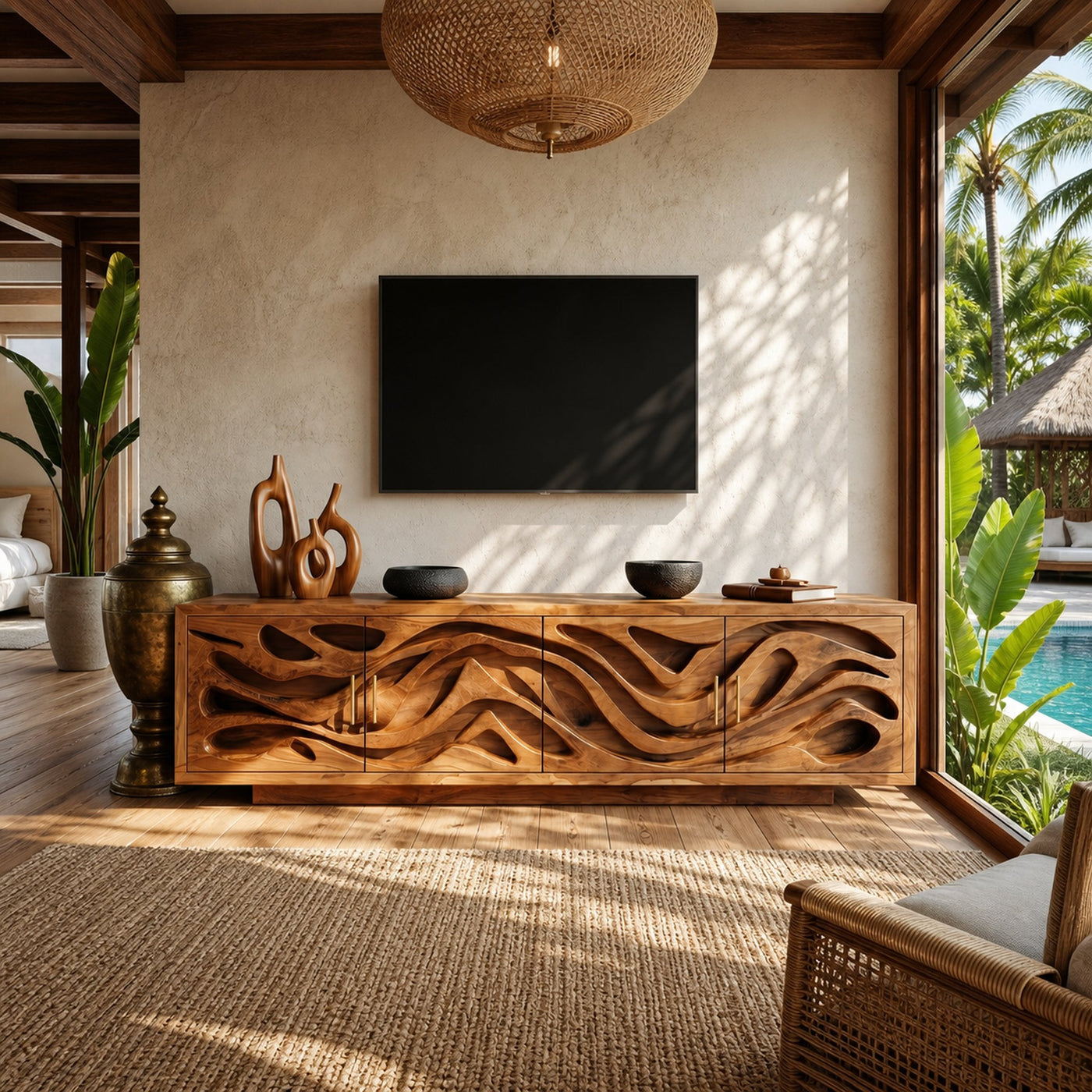 Mediterranean Coastal TV Stand For Santorini Style Bedroom - product view 6