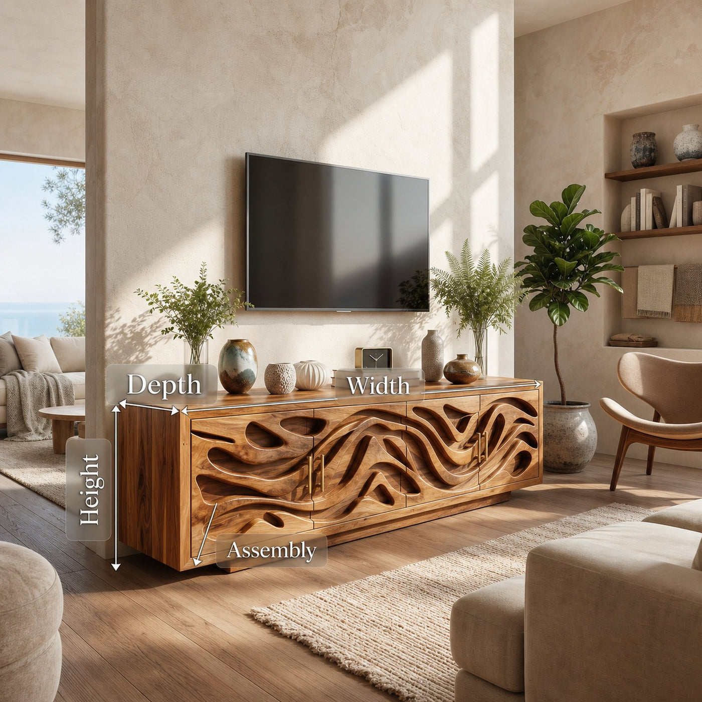 Mediterranean Coastal TV Stand For Santorini Style Bedroom - product view 8